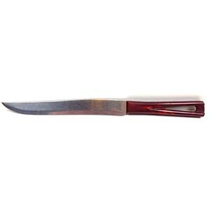 Vintage Bakelite Stanhome Stainless 12" Serrated Knife Hole Cutout Handle MCM